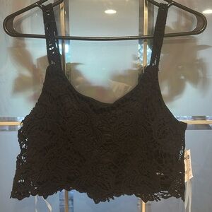Black lace crop top